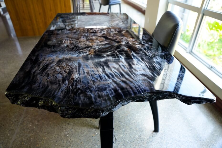 Slab table by Blacktail studio finished in Luthier style