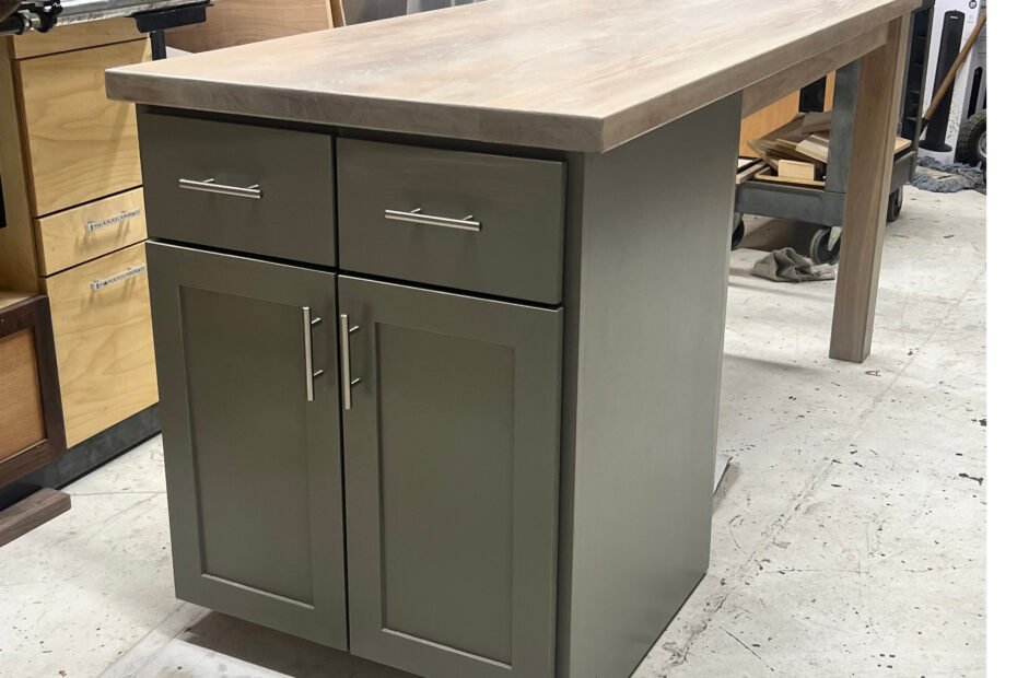 Kitchen island cabinet box to show a cabinet box with no fasteners visible